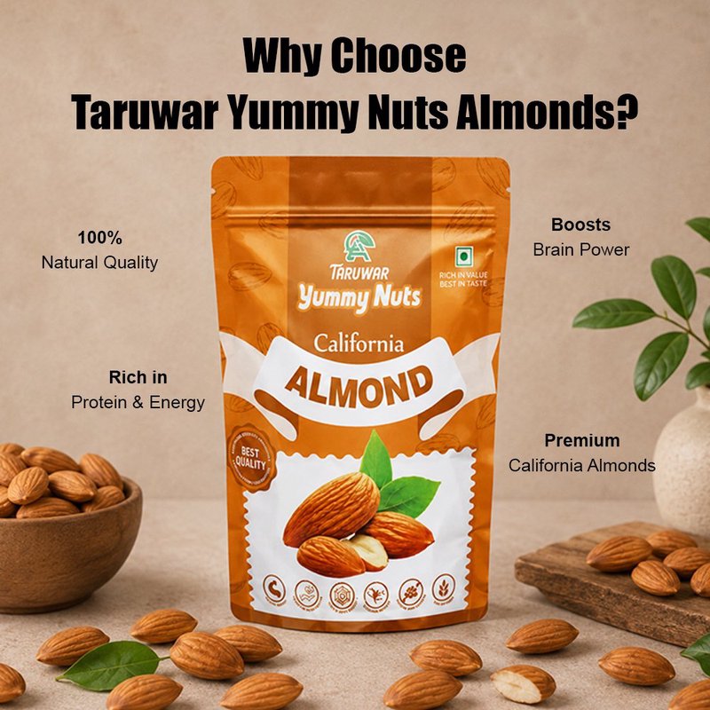 Taruwar Premium Raw Almonds 250g | Natural Baadam Kernels | Crunchy & Protein Rich Dry Fruits | Healthy Snack for Brain Health, Energy & Daily Nutrition | Premium Quality Almonds thumbnail 3