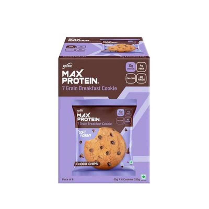 RiteBite Daily 7 Grain Breakfast Cookies Choco Chips Made with 7 Grains | High Fibre & Calcium | No Maida | No Preservatives | Crunchy Breakfast & Anytime Snack