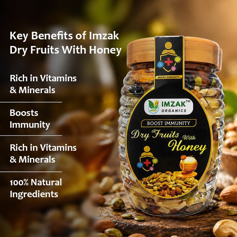 Imzak Dry Fruits with Honey | Premium Mixed Dry Fruits in Pure Honey | Healthy Energy Booster, Immunity Support & Nutrient-Rich Natural Delight thumbnail 5