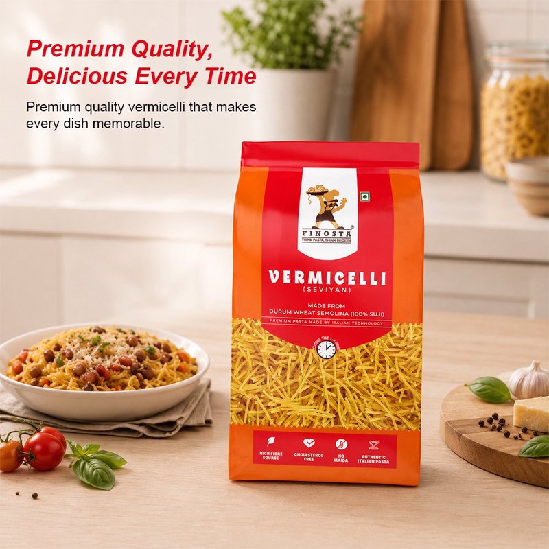 Finosta Vermicelli 1kg | Premium Seviyan | Thin & Non-Sticky Vermicelli for Kheer, Upma & Traditional Recipes | Easy-to-Cook Family Pack thumbnail 4
