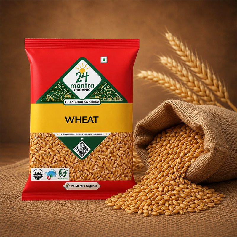 24 Mantra Organic Whole Wheat Atta | 100% Certified Organic Wheat Flour | Stone-Ground Chakki Atta | No Chemicals or Preservatives | Rich in Fiber