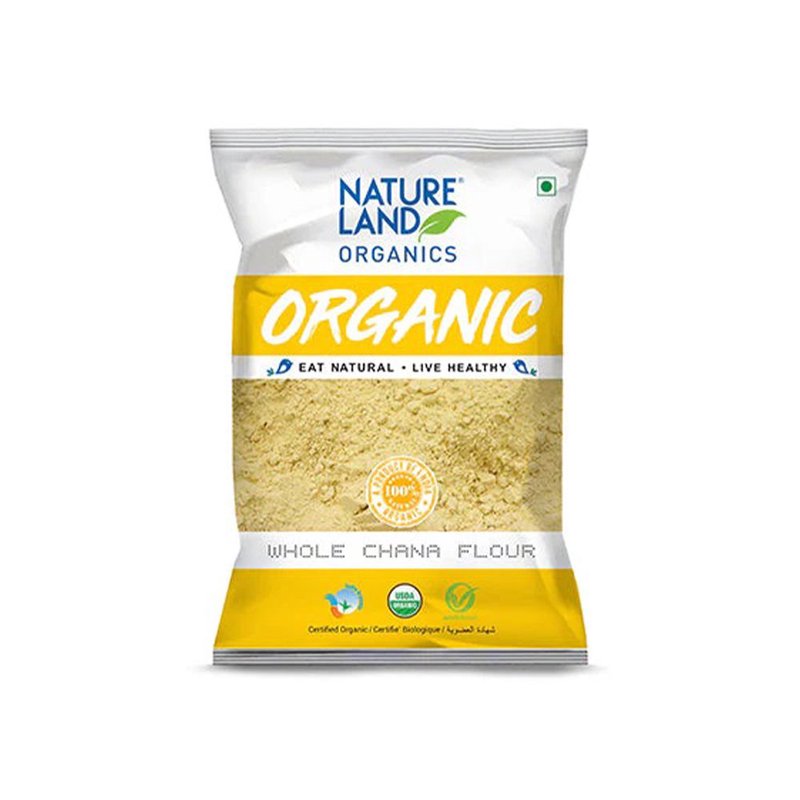 Natureland Organics Whole Chana Flour (Besan) 500g | 100% Organic Gram Flour | High-Protein & Fibre-Rich Besan for Pakoras, Chilla, Sweets & Everyday Cooking