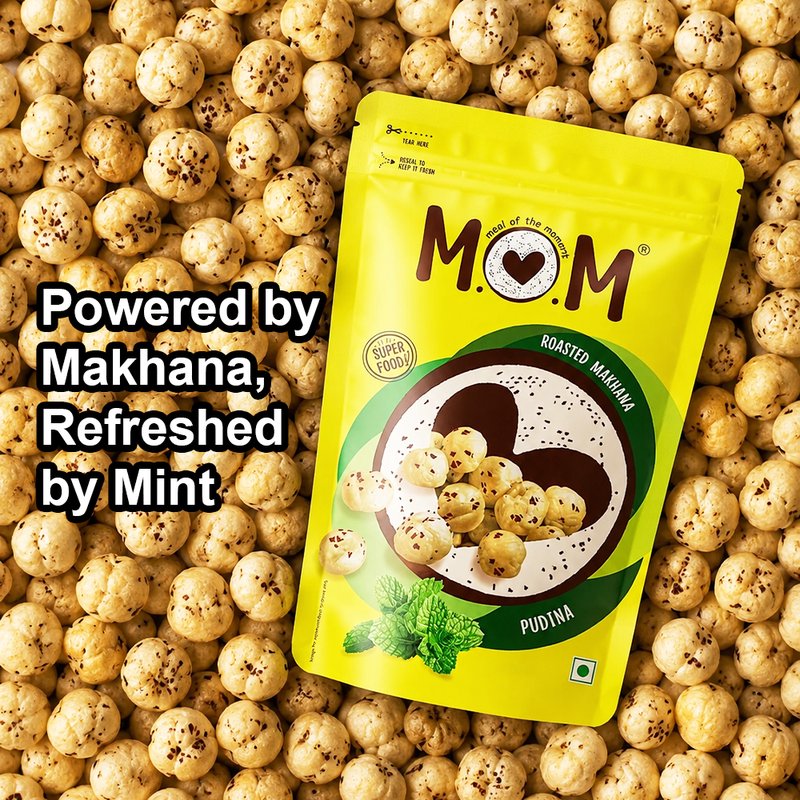 MOM Pudina Makhana 62g | Roasted Fox Nuts | Mint Tasting Makhana | Ready-to-Eat Healthy Snack