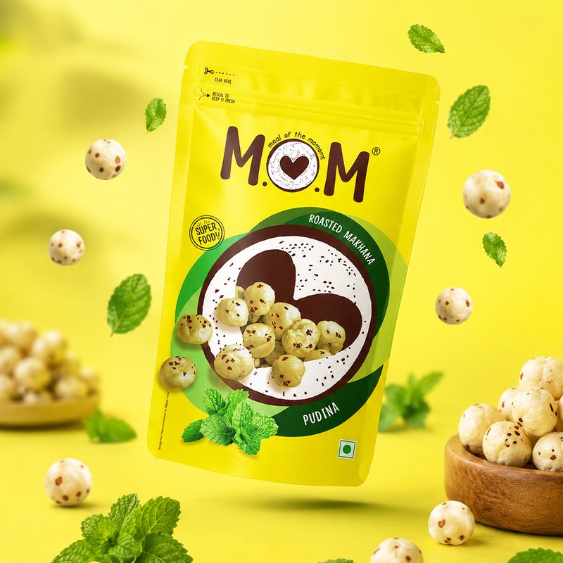MOM Pudina Makhana 62g | Roasted Fox Nuts | Mint Tasting Makhana | Ready-to-Eat Healthy Snack