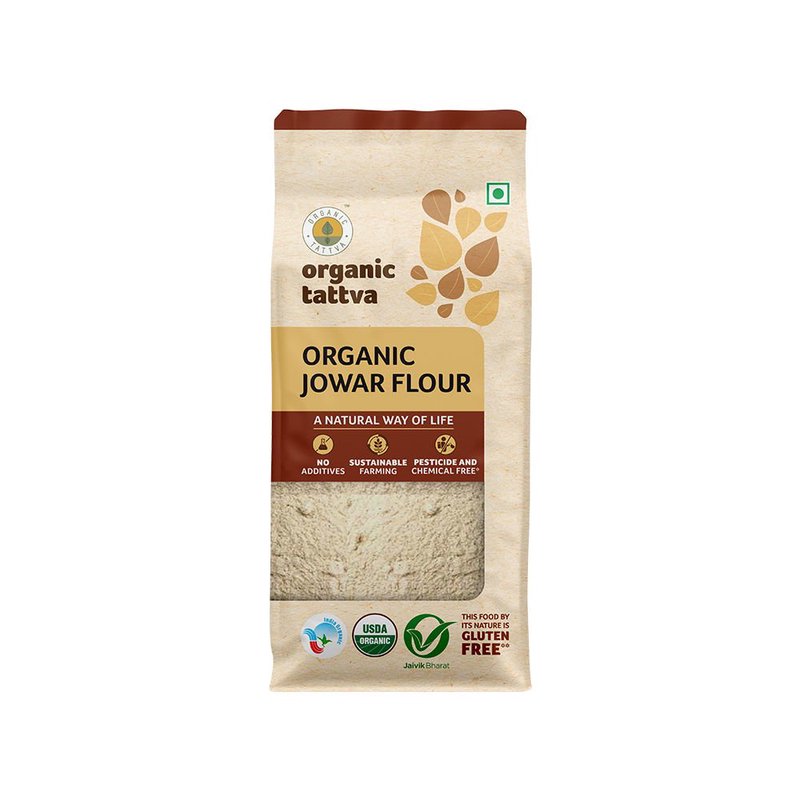 Organic Tattva Jowar Flour | Organic Sorghum Atta | Gluten-Free Millet Flour | High Fibre Flour for Everyday Cooking