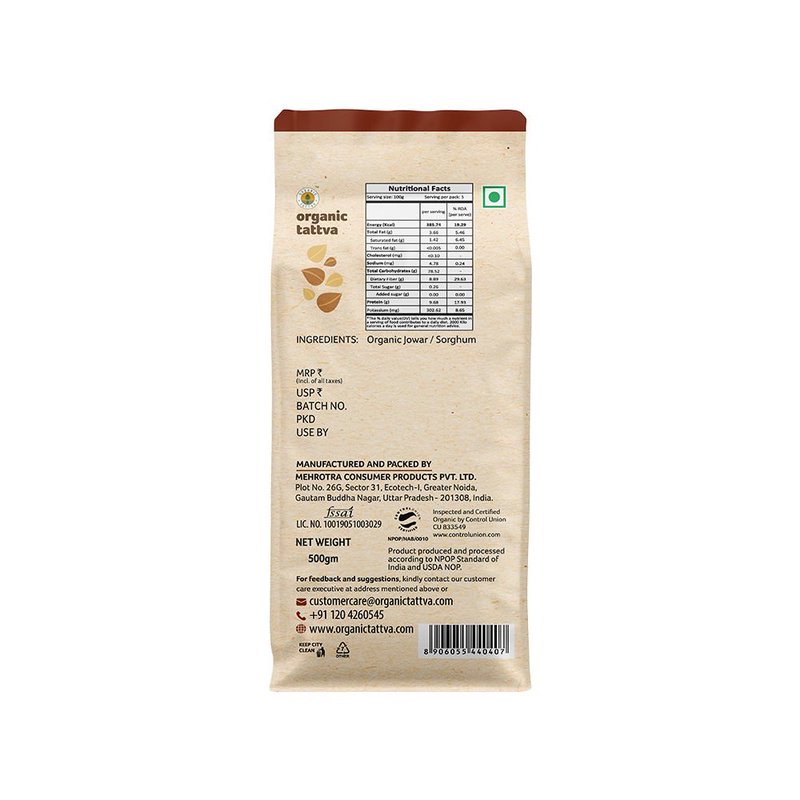 Organic Tattva Jowar Flour | Organic Sorghum Atta | Gluten-Free Millet Flour | High Fibre Flour for Everyday Cooking thumbnail 2