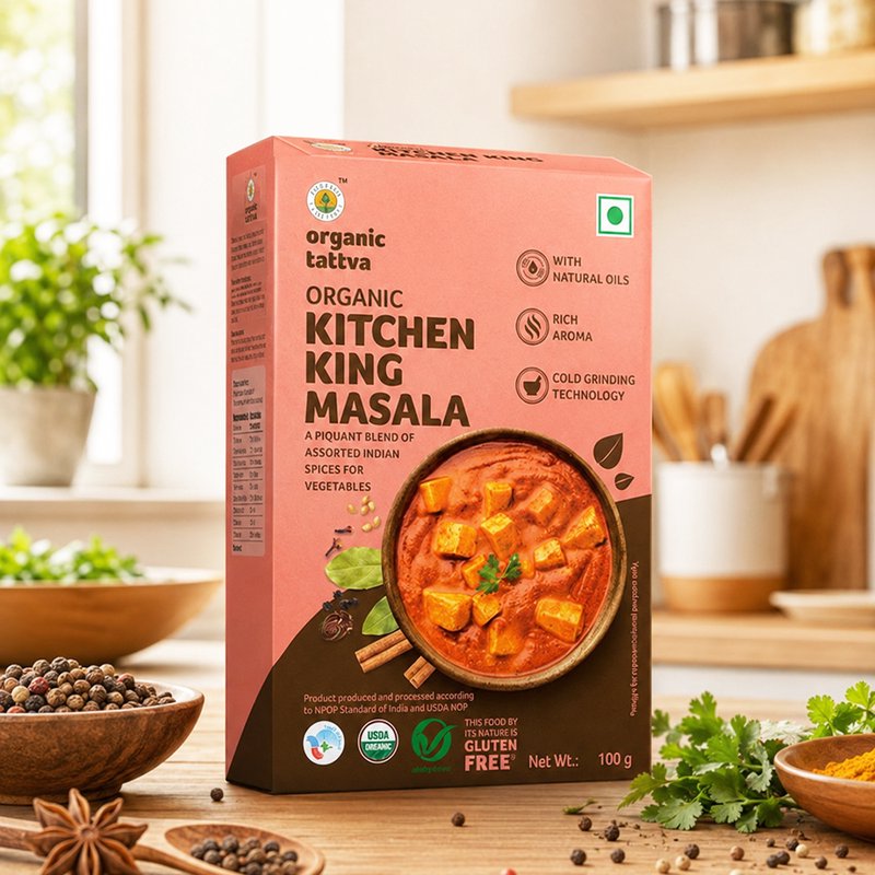 Organic Tattva Kitchen King Masala | Premium Indian Spice Mix | Versatile Kitchen King Masala for All Purposes