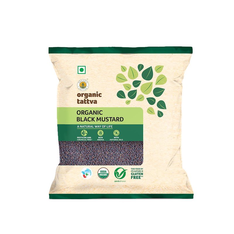 Organic Tattva Black Mustard Seeds | Organic Kali Rai | Organic Premium Whole Mustard Seeds | Authentic Aromatic Spice for Indian Cooking