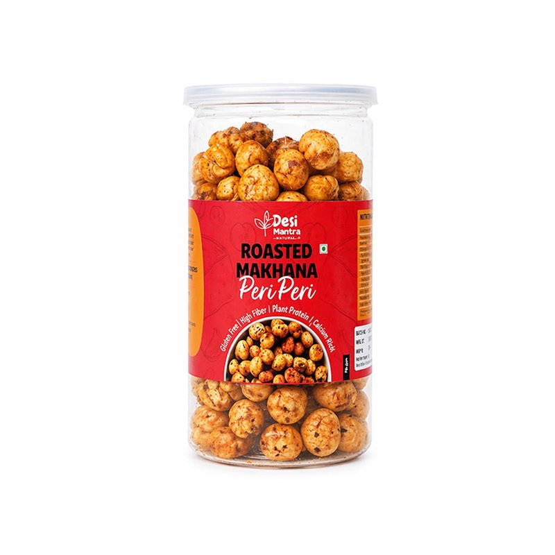 Desi Mantra Roasted Makhana Peri Peri | Crunchy Spicy Fox Nuts Snack | Light & Healthy Roasted Makhana | Rich in Protein & Fiber | Perfect Anytime Guilt-Free Munching