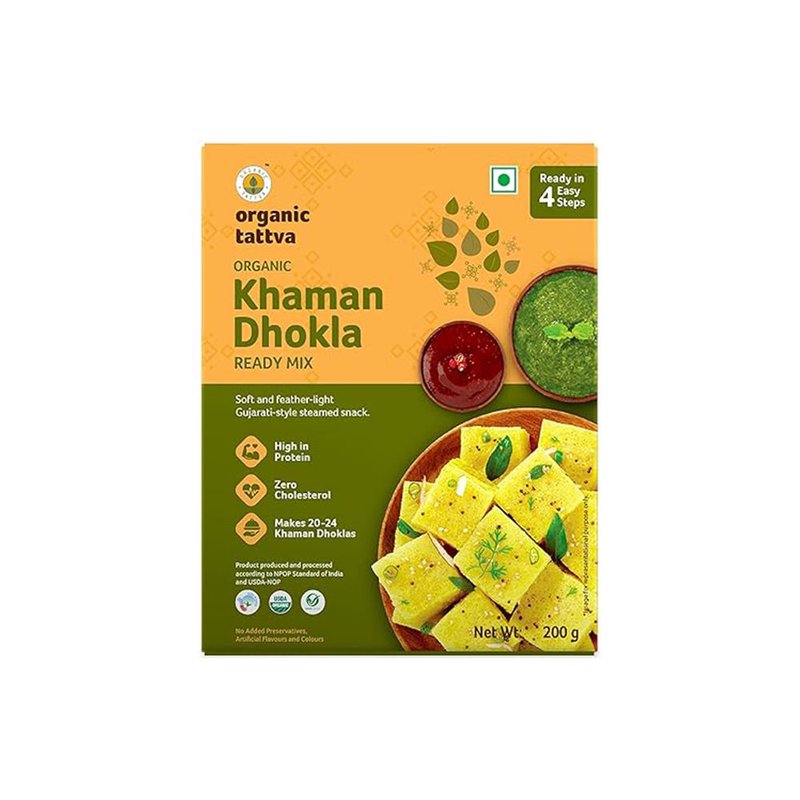Organic Tattva Khaman Dhokla Ready Mix | Instant Khaman Premix | Soft & Fluffy Gujarati Snack Mix