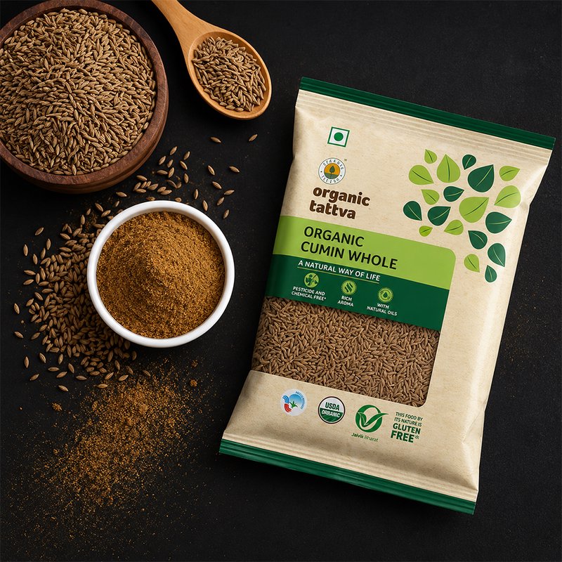 Organic Tattva Cumin Whole | Organic Jeera | Superior Quality Cumin Seeds | Fragrant Spice for Indian Cooking