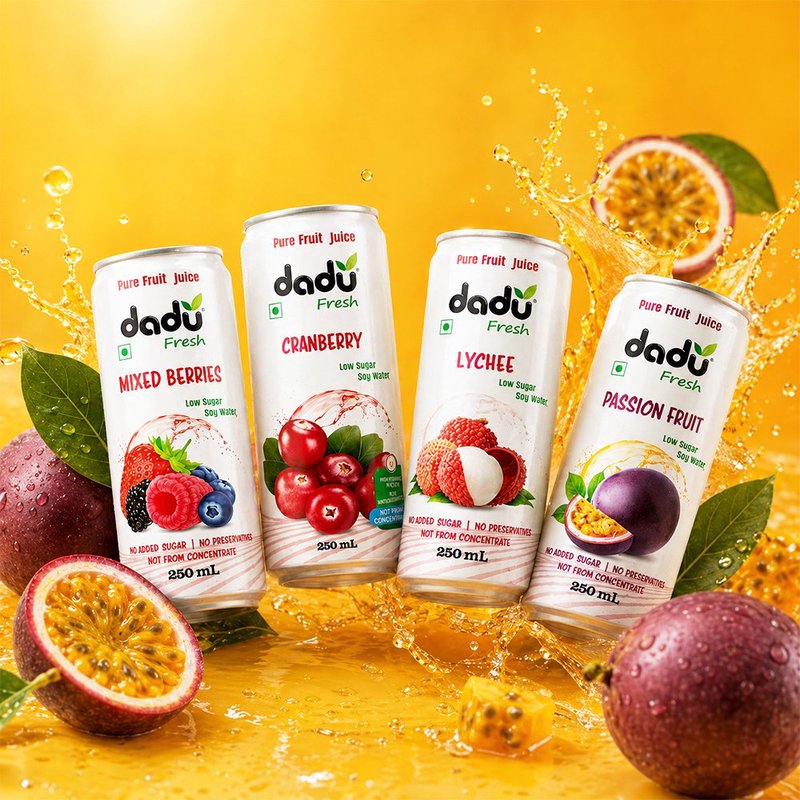 Dadu Fresh Passion Fruit, Cranberry, Mixed Berries & Lychee Juice Combo | 4 Cans Combo | 100% Natural Superfruit Juice | Antioxidant Rich Healthy Beverage | No Added Sugar, No Preservatives & Not From Concentrate | Refreshing Fruit Drink for Immunity, Hydration, Skin Health & Daily Wellness | Exotic Juice for Kids & Adults thumbnail 2