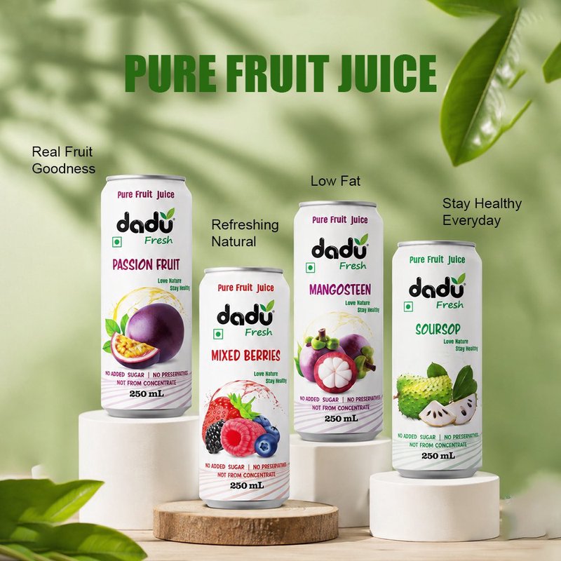 Dadu Fresh Passion Fruit, Mixed Berries, Mangosteen & Soursop Juice Combo |  4 Cans Combo | Exotic Superfruit Juice Blend | 100% Natural Fruit Beverage | Antioxidant Rich Healthy Drink | No Added Sugar, No Preservatives & Not From Concentrate | Refreshing Juice for Immunity, Hydration & Daily Wellness thumbnail 2