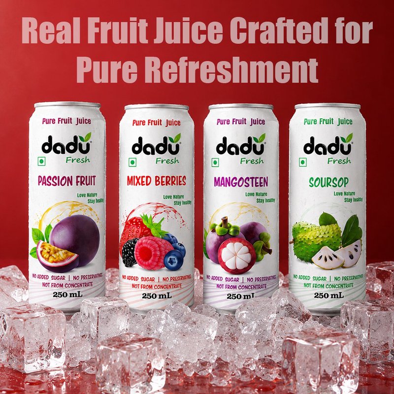 Dadu Fresh Passion Fruit, Mixed Berries, Mangosteen & Soursop Juice Combo |  4 Cans Combo | Exotic Superfruit Juice Blend | 100% Natural Fruit Beverage | Antioxidant Rich Healthy Drink | No Added Sugar, No Preservatives & Not From Concentrate | Refreshing Juice for Immunity, Hydration & Daily Wellness thumbnail 3