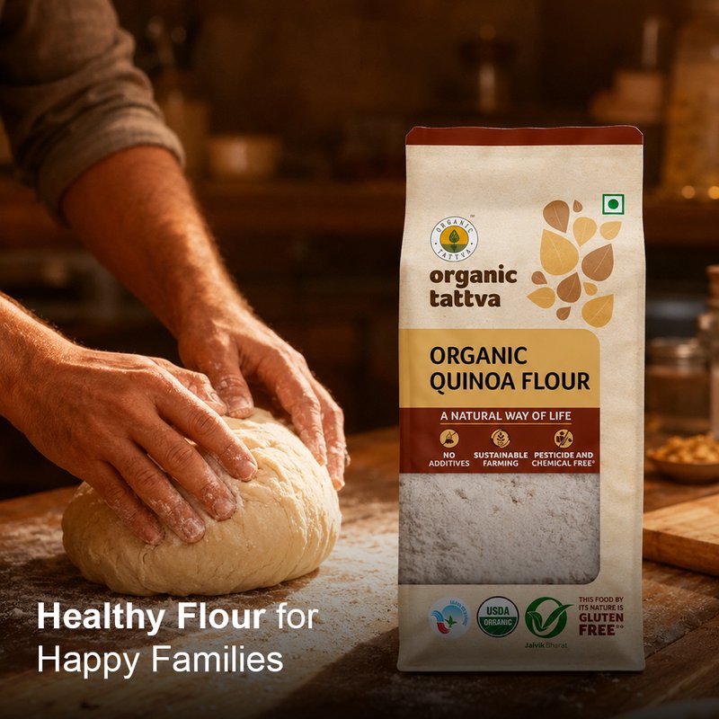 Organic Tattva Quinoa Flour | High Protein Quinoa Atta | Gluten-Free Superfood Flour | Healthy Flour for Rotis, Baking & Everyday Cooking