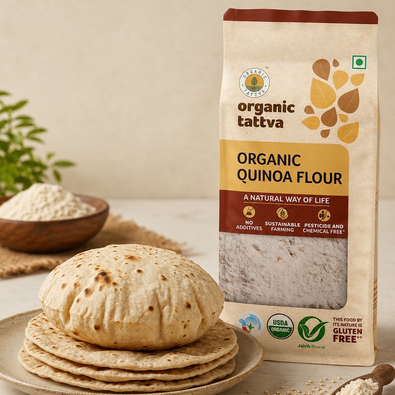 Organic Tattva Quinoa Flour | High Protein Quinoa Atta | Gluten-Free Superfood Flour | Healthy Flour for Rotis, Baking & Everyday Cooking