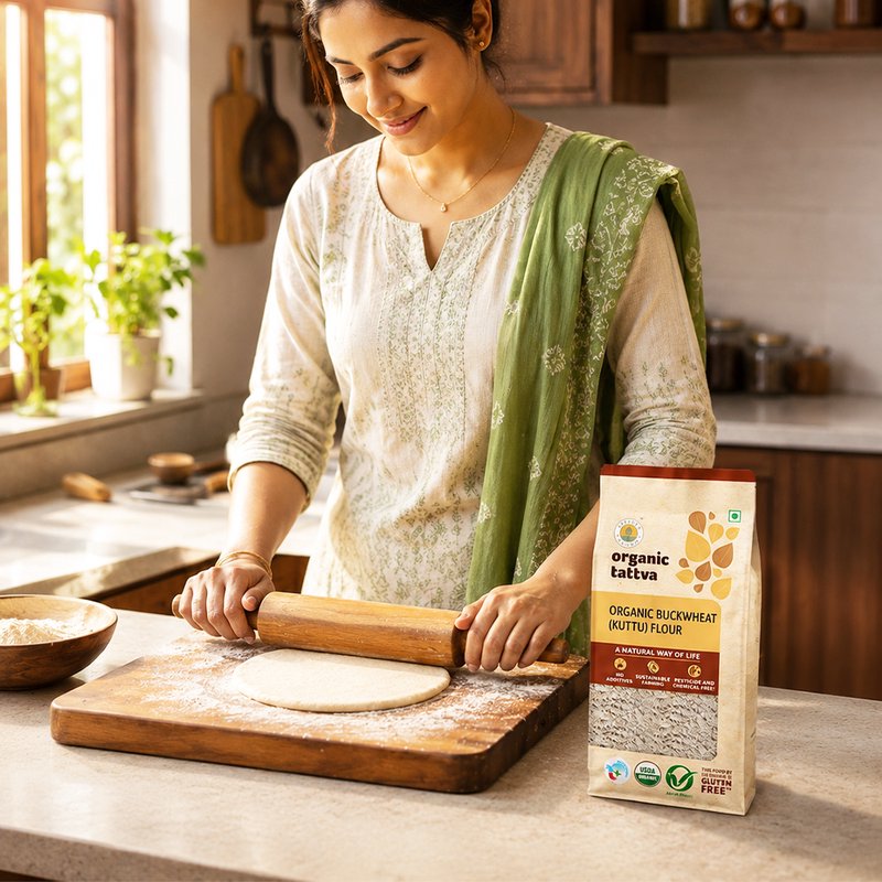 Organic Tattva Kuttu (Buckwheat) Atta | Organic Kuttu Atta | Gluten-Free Atta | Healthy Atta for Fasting and Regular Recipes