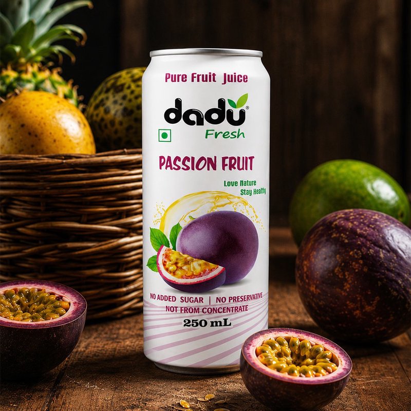 Dadu Fresh Passion Fruit Juice | 4 Cans Combo | 100% Natural Exotic Fruit Juice | Antioxidant Rich Healthy Beverage | No Added Sugar, No Preservatives & Not From Concentrate | Vitamin C Rich Drink for Immunity, Hydration, Energy & Daily Wellness | Refreshing Tropical Juice for Kids & Adults thumbnail 2