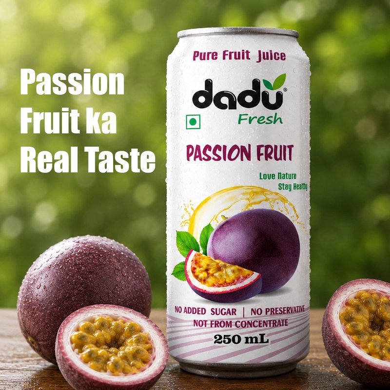 Dadu Fresh Passion Fruit Juice | 4 Cans Combo | 100% Natural Exotic Fruit Juice | Antioxidant Rich Healthy Beverage | No Added Sugar, No Preservatives & Not From Concentrate | Vitamin C Rich Drink for Immunity, Hydration, Energy & Daily Wellness | Refreshing Tropical Juice for Kids & Adults thumbnail 4
