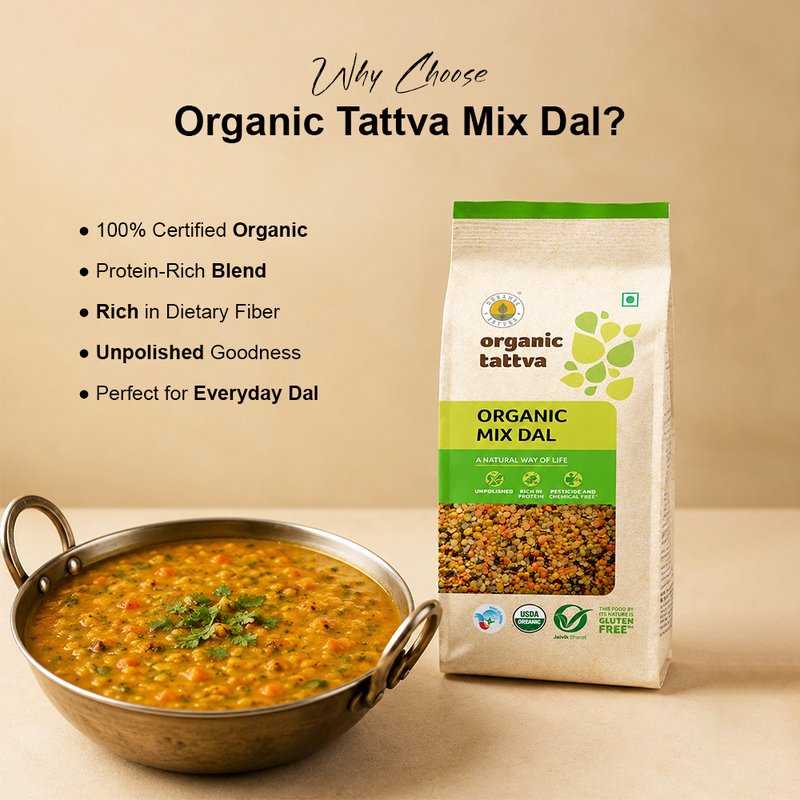 Organic Tattva Mix Dal | Organic Mixed Lentils | Protein-rich Dal Mix | Everyday Lentil Mix