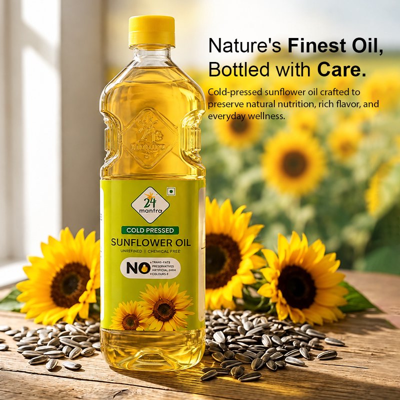 24 Mantra Organic Sunflower Oil | Premium Organic Cooking Oil | Rich in Vitamin E | Light & Versatile