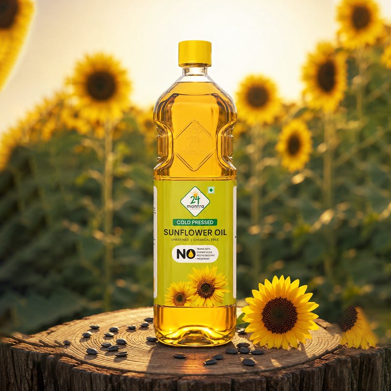 24 Mantra Organic Sunflower Oil | Premium Organic Cooking Oil | Rich in Vitamin E | Light & Versatile
