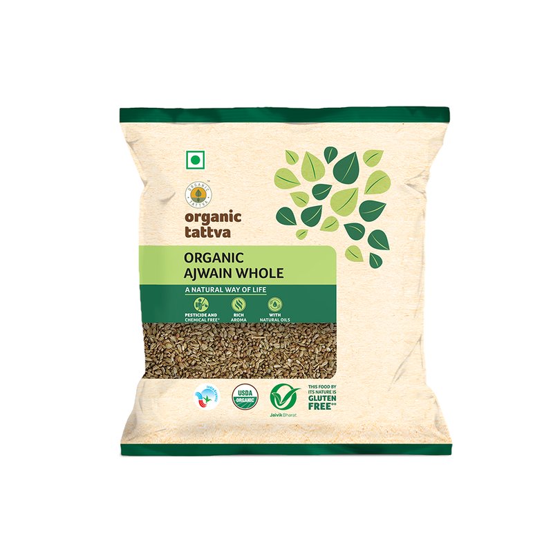 Organic Tattva Ajwain Whole | Organic Carom Seeds | Premium Ajwain | Aromatic Spice for Everyday Cooking