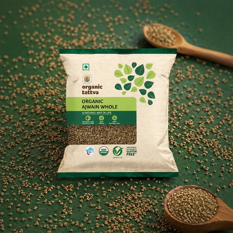 Organic Tattva Ajwain Whole | Organic Carom Seeds | Premium Ajwain | Aromatic Spice for Everyday Cooking