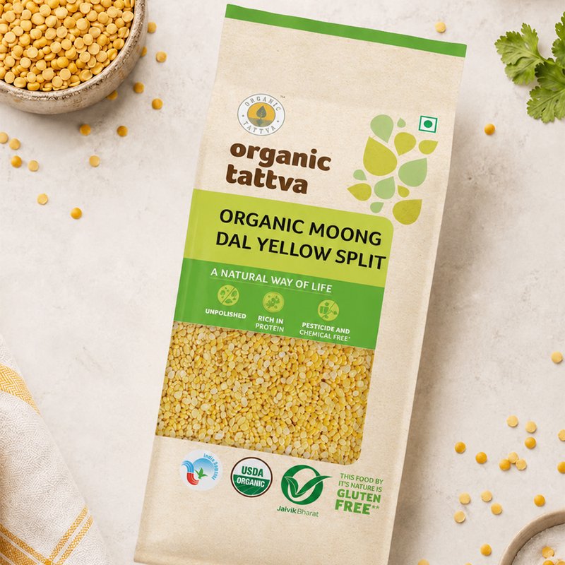 Organic Tattva Yellow Moong Dal Split | Organic Split Yellow Moong Dal | High-Quality Moong Dal | High-Protein Dal for Daily Use