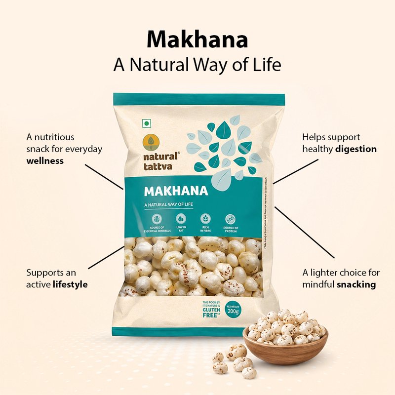 Natural Tattva Makhana | Premium Fox Nuts | Lotus Seeds | Crispy, Healthy & Delicious Snack for Every Day Eating