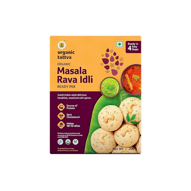 Organic Tattva Masala Rava Idli Ready Mix | Instant Masala Suji Idli Mix | Soft & Flavorful South Indian Breakfast Premix