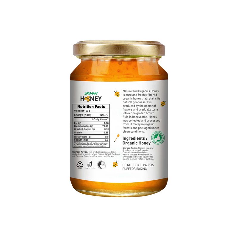 Natureland Organics Organic Honey 500g | 100% Pure Natural Honey | Rich in Antioxidants | Natural Sweetener for Tea, Toast, Smoothies & Everyday Use