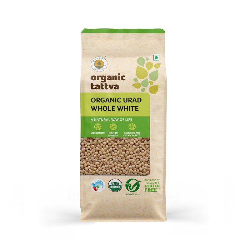 Organic Tattva Urad Dal Whole White | Organic Whole White Urad Dal | Premium White Black Gram | Protein-Packed Lentils for Indian Cooking