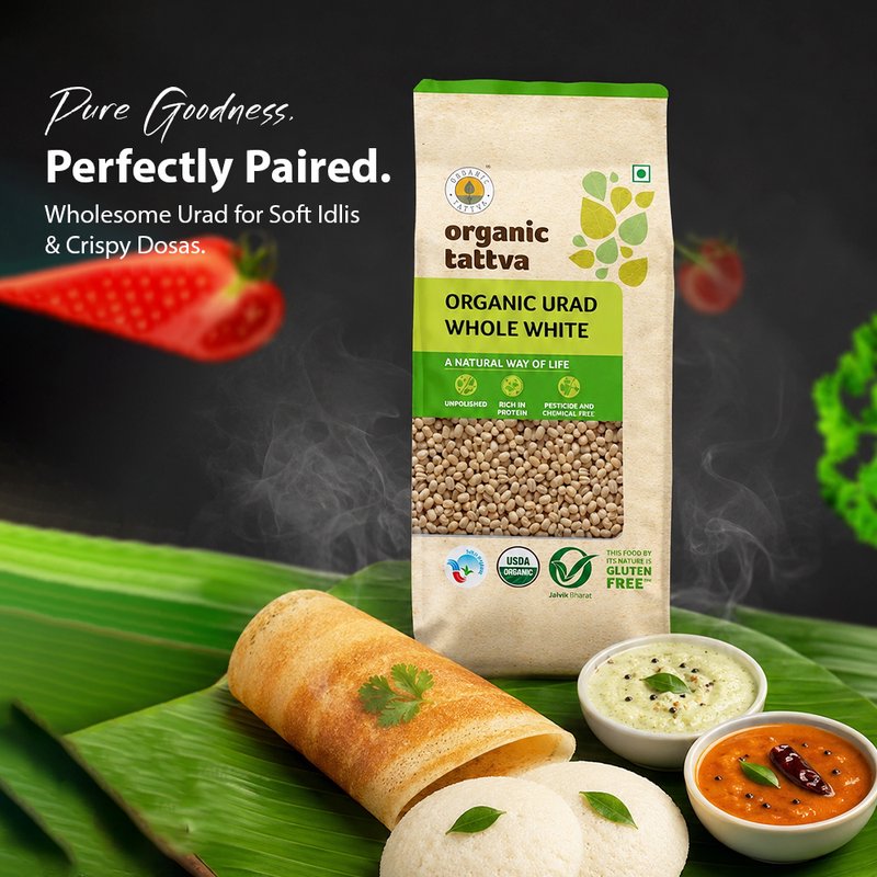Organic Tattva Urad Dal Whole White | Organic Whole White Urad Dal | Premium White Black Gram | Protein-Packed Lentils for Indian Cooking