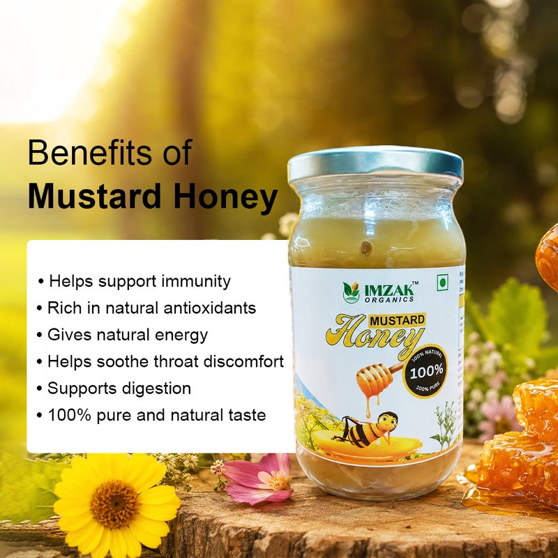 Imzak Mustard Cream Honey | Pure Raw & Natural Creamed Honey | Smooth & Rich Mustard Blossom Honey | Unprocessed Honey Rich in Antioxidants & Natural Enzymes | Healthy Sweetener for Immunity, Energy & Daily Wellness