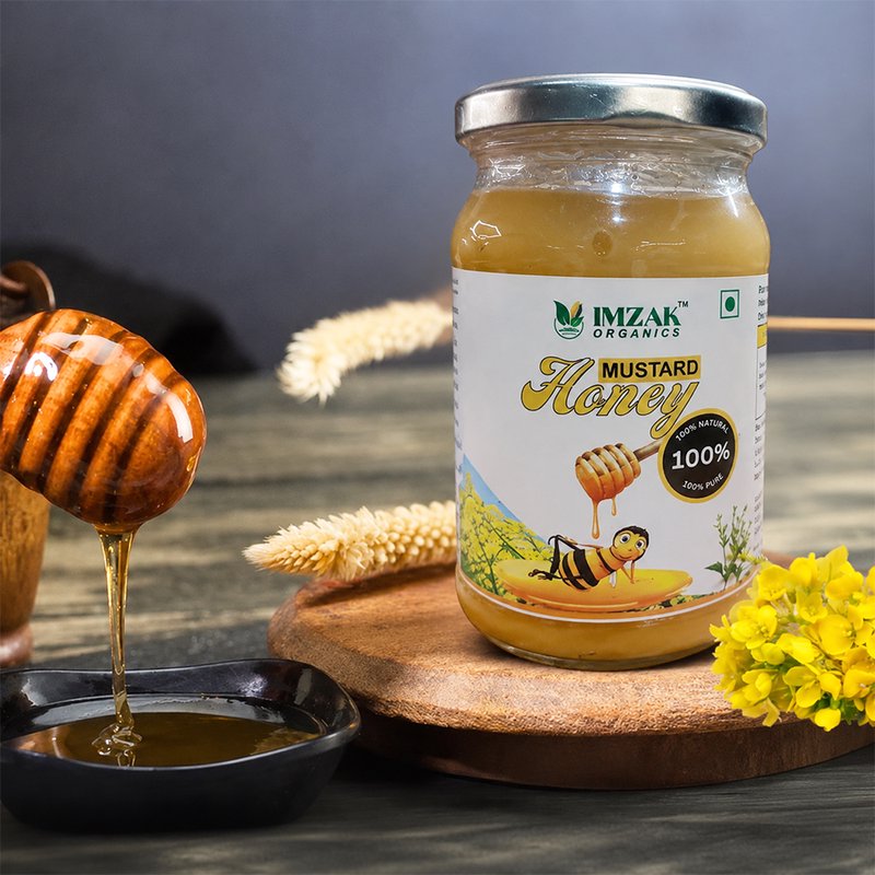 Imzak Mustard Cream Honey | Pure Raw & Natural Creamed Honey | Smooth & Rich Mustard Blossom Honey | Unprocessed Honey Rich in Antioxidants & Natural Enzymes | Healthy Sweetener for Immunity, Energy & Daily Wellness
