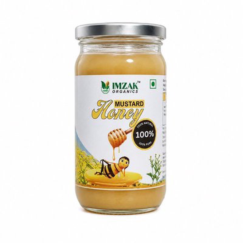 Imzak Mustard Cream Honey | Pure Raw & Natural Creamed Honey | Smooth & Rich Mustard Blossom Honey | Unprocessed Honey Rich in Antioxidants & Natural Enzymes | Healthy Sweetener for Immunity, Energy & Daily Wellness