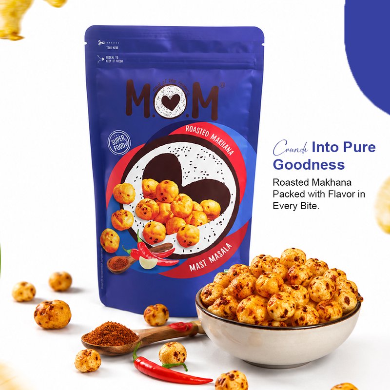 MOM Mast Masala Makhana 62g | Roasted Fox Nuts | Spicy Indian Masala Flavored | High Protein Snack | Ready-to-Eat