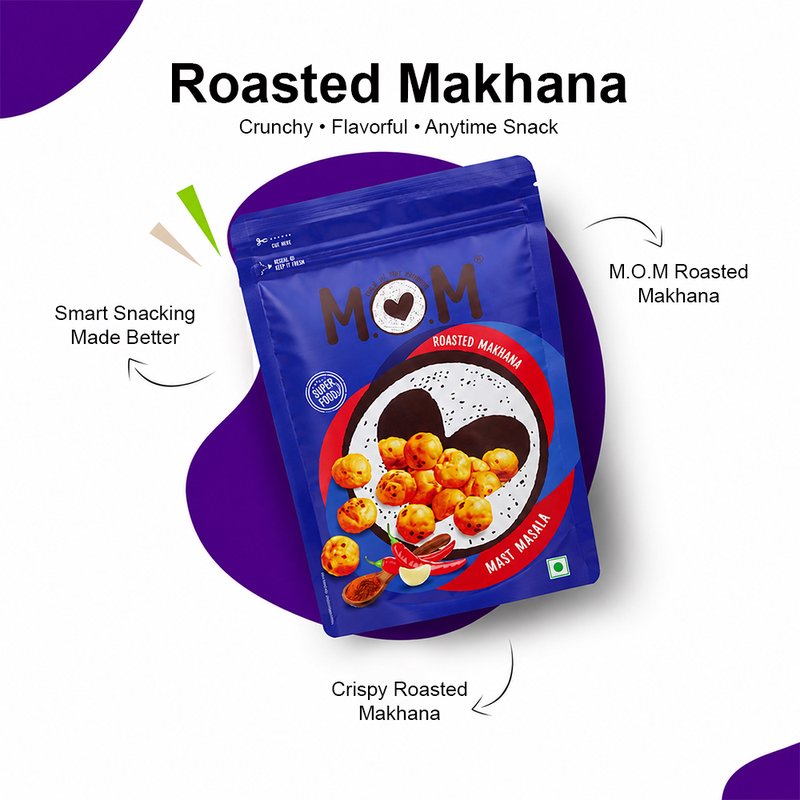 MOM Mast Masala Makhana 62g | Roasted Fox Nuts | Spicy Indian Masala Flavored | High Protein Snack | Ready-to-Eat