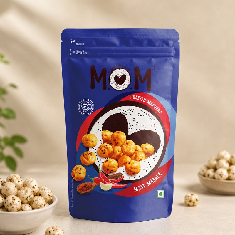 MOM Mast Masala Makhana 62g | Roasted Fox Nuts | Spicy Indian Masala Flavored | High Protein Snack | Ready-to-Eat