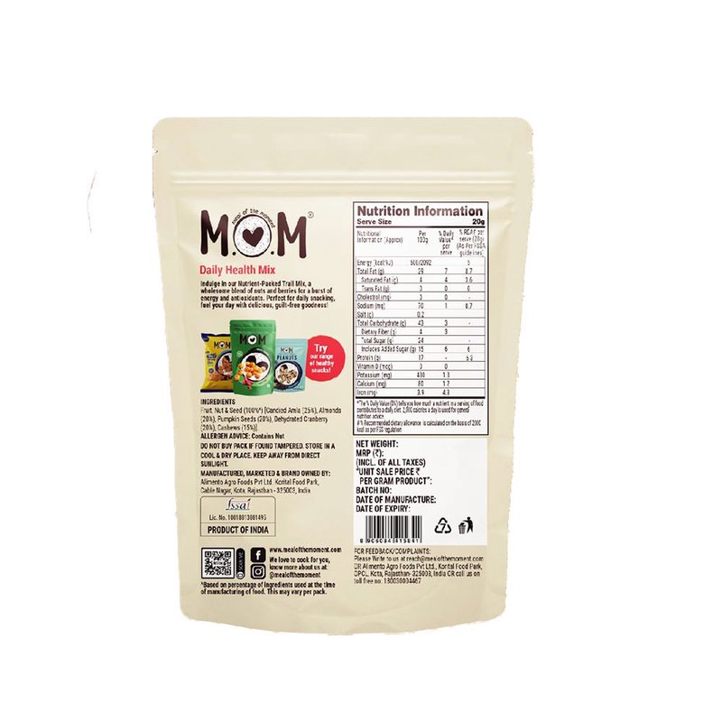 MOM Daily Health Mix 150g | Premium Nuts & Seeds Mix | Ready-to-Eat Healthy Snack | Protein & Fibre-Rich Superfood Mix thumbnail 2