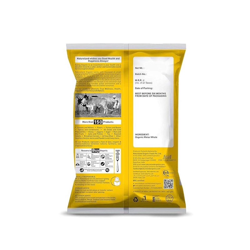 Natureland Organics Maize Daliya 500g | 100% Organic Cracked Corn | Fibre-Rich Makka Daliya for Porridge, Upma, Khichdi & Healthy Meals  Short Description thumbnail 2