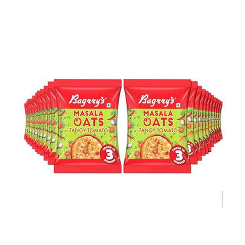 Bagrry’s Masala Oats Tangy Tomato | Instant Savory Oats Meal | High Fiber Healthy Breakfast & Snack | Delicious Tangy Tomato Flavor for Quick Daily Nutrition
