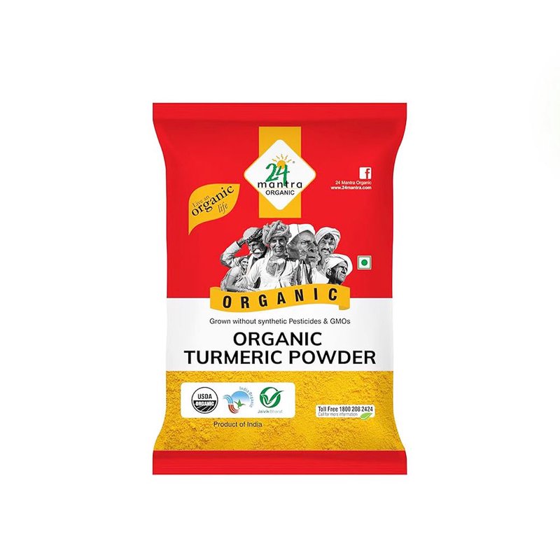 24 Mantra Organic Turmeric Powder | 100% Certified Organic Haldi Powder | Natural & Pure | No Artificial Additives | Chemical-Free Spice