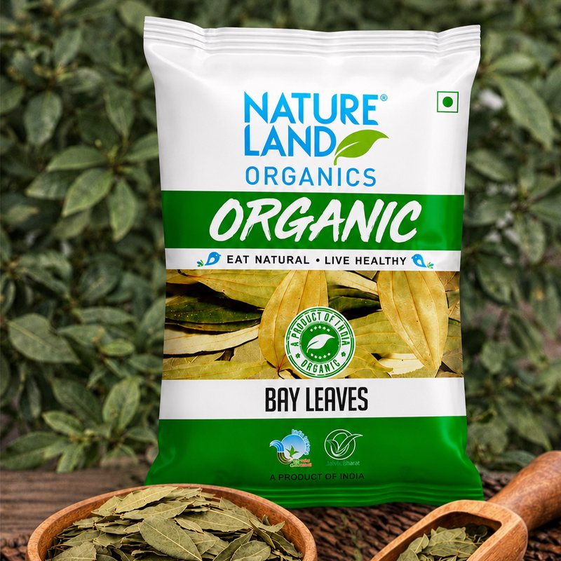 Natureland Organics Bay Leaves 50g | 100% Organic Tej Patta | Aromatic Whole Bay Leaves for Biryani, Pulao, Curries, Soups & Indian Cooking