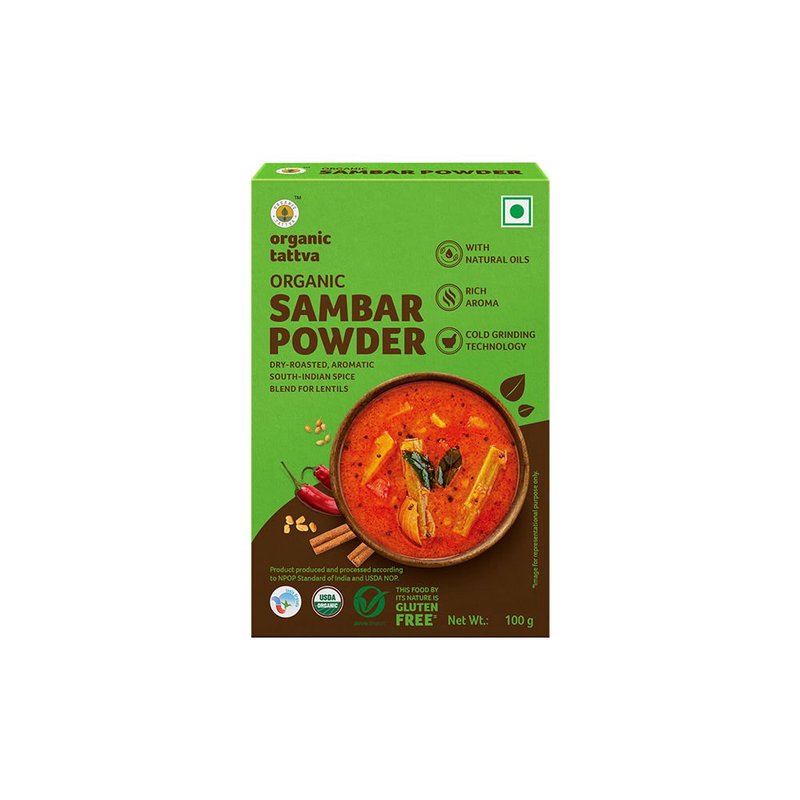 Organic Tattva Sambar Powder | Authentic South Indian Sambar Masala | Premium Spice Blend | Traditional Sambar Mix