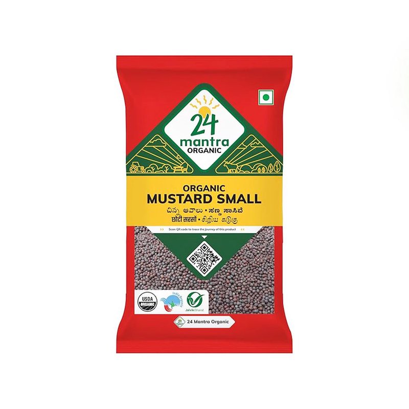 24 Mantra Organic Mustard Seeds (Small Rai) 100g | Whole Black Mustard | Organic Spice