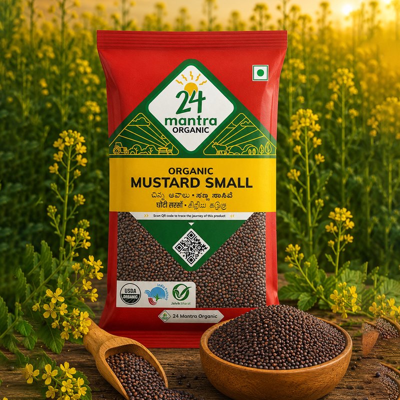 24 Mantra Organic Mustard Seeds (Small Rai) 100g | Whole Black Mustard | Organic Spice