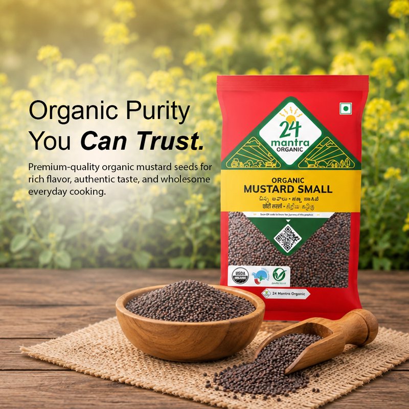 24 Mantra Organic Mustard Seeds (Small Rai) 100g | Whole Black Mustard | Organic Spice