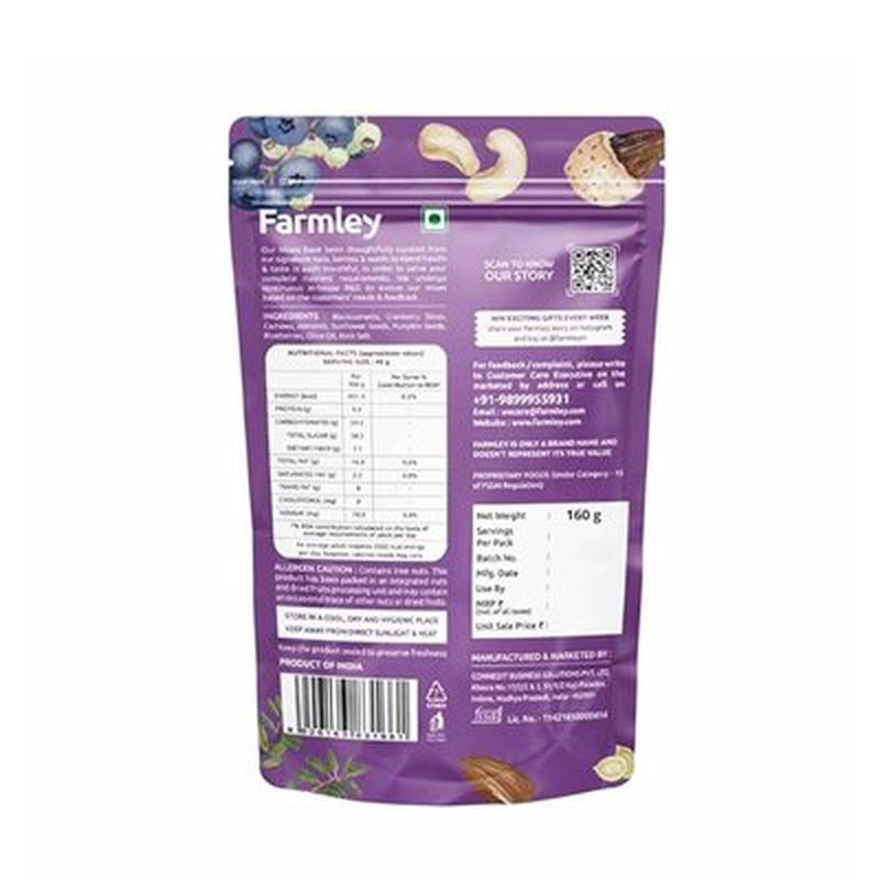 Farmley Trail Mix | Premium Nuts, Dried Fruits & Seeds Mix | High Protein & High Fibre Healthy Snack | Perfect for On-the-Go Snacking | 200g